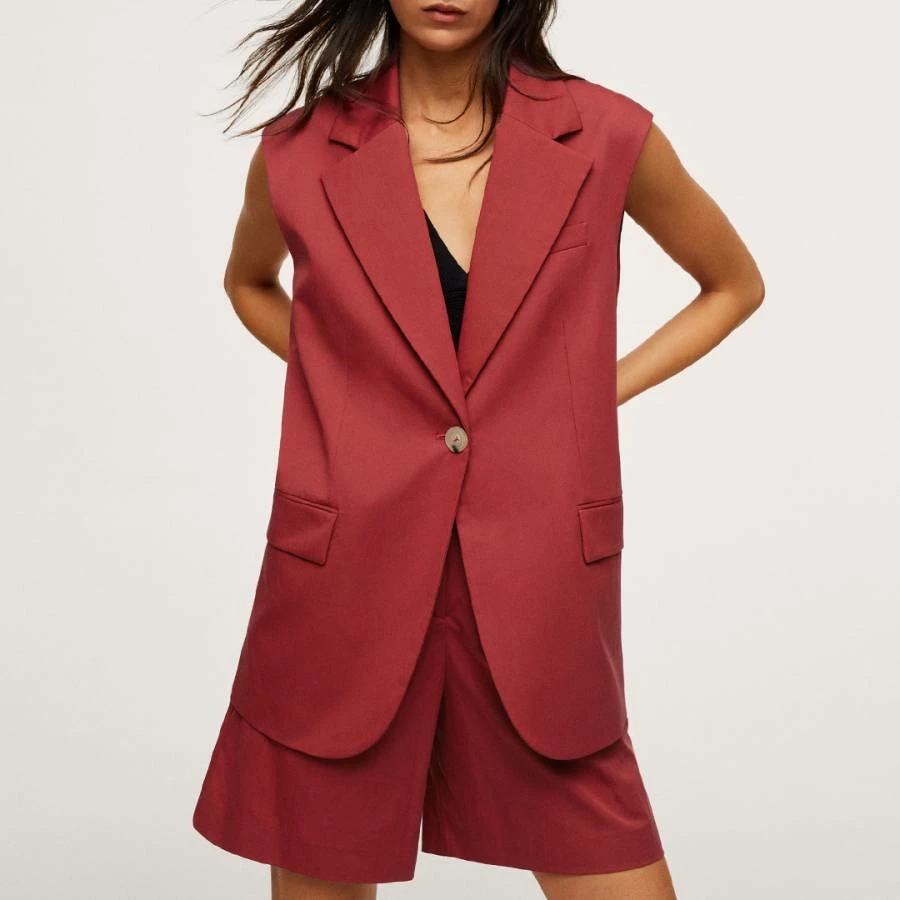 Mango Red Cotton Waistcoat 3 Mango Red Cotton Waistcoat