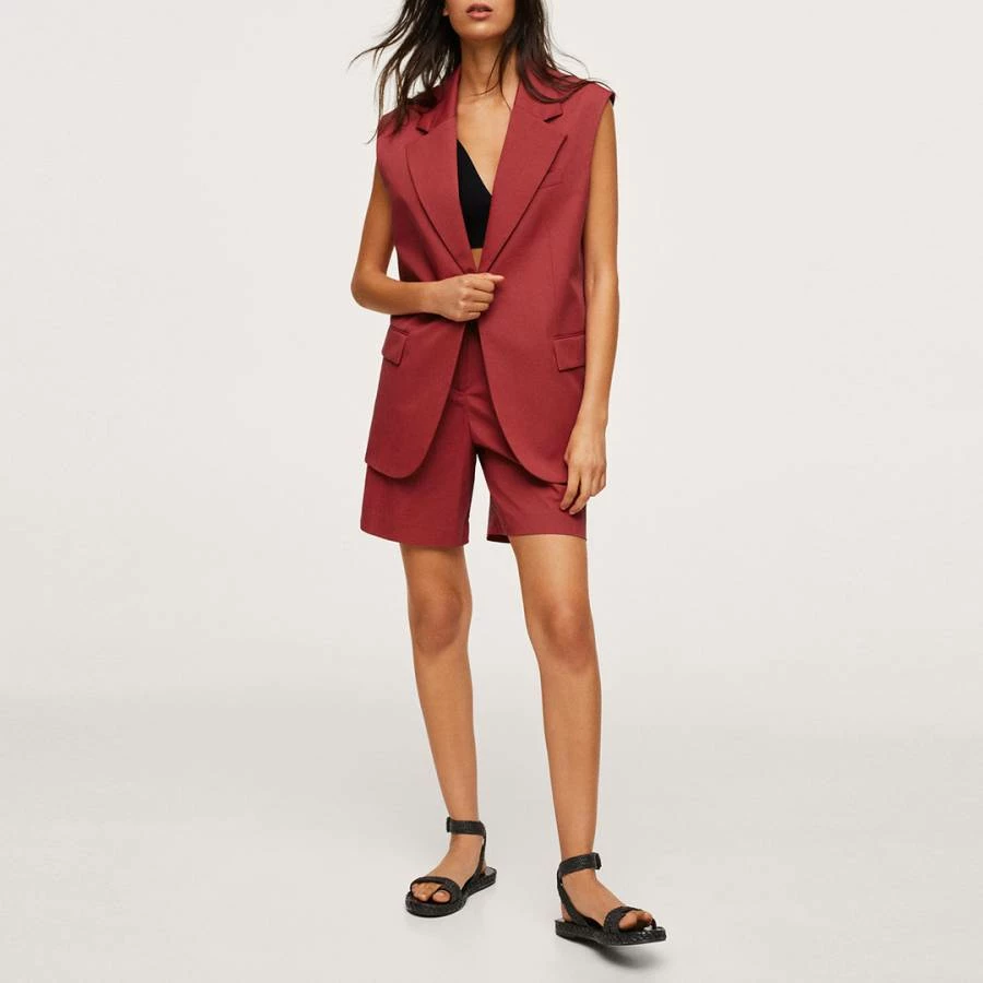 Mango Red Cotton Waistcoat 4 Mango Red Cotton Waistcoat - Image 2