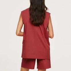 Mango Red Cotton Waistcoat 8 Mango Red Cotton Waistcoat -JacketsSale Sales 17977656 3