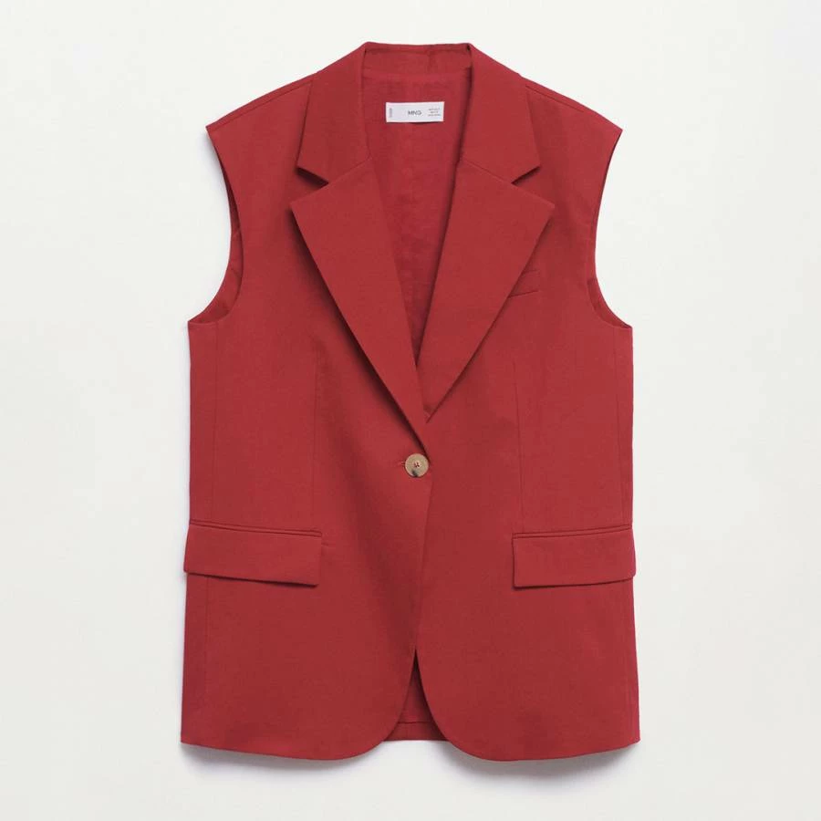 Mango Red Cotton Waistcoat 6 Mango Red Cotton Waistcoat - Image 4