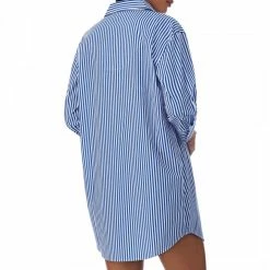Lauren Ralph Lauren Blue Cotton 3/4 Sleeve Notch Collar Sleepshirt -JacketsSale Sales 17996004 3