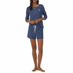 Lauren Ralph Lauren Blue Cotton Rib Henley Short Pyjama Set 7 Lauren Ralph Lauren Blue Cotton Rib Henley Short Pyjama Set -JacketsSale Sales 17996021 2