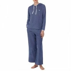 Lauren Ralph Lauren Blue Soft Lounge Knit Hooded Lounge Set