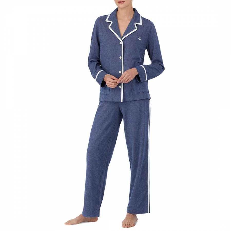 Lauren Ralph Lauren Blue Soft Lounge Knit Pyjama Set 4 Lauren Ralph Lauren Blue Soft Lounge Knit Pyjama Set - Image 2