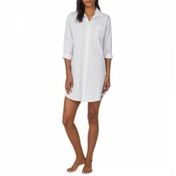 Lauren Ralph Lauren White Cotton Woven Sleepshirt 8 Lauren Ralph Lauren White Cotton Woven Sleepshirt -JacketsSale Sales 17996076 3