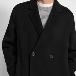 THEORY Black Suffolk Double Breasted Coat -JacketsSale Sales 17998830 3