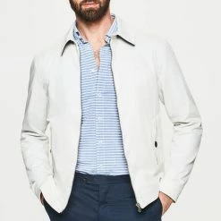 Hackett London Winter White Cotton Blouson Jacket