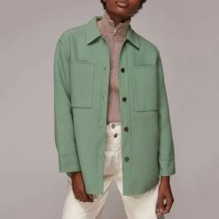 Whistles Pale Green Wool Overshirt
