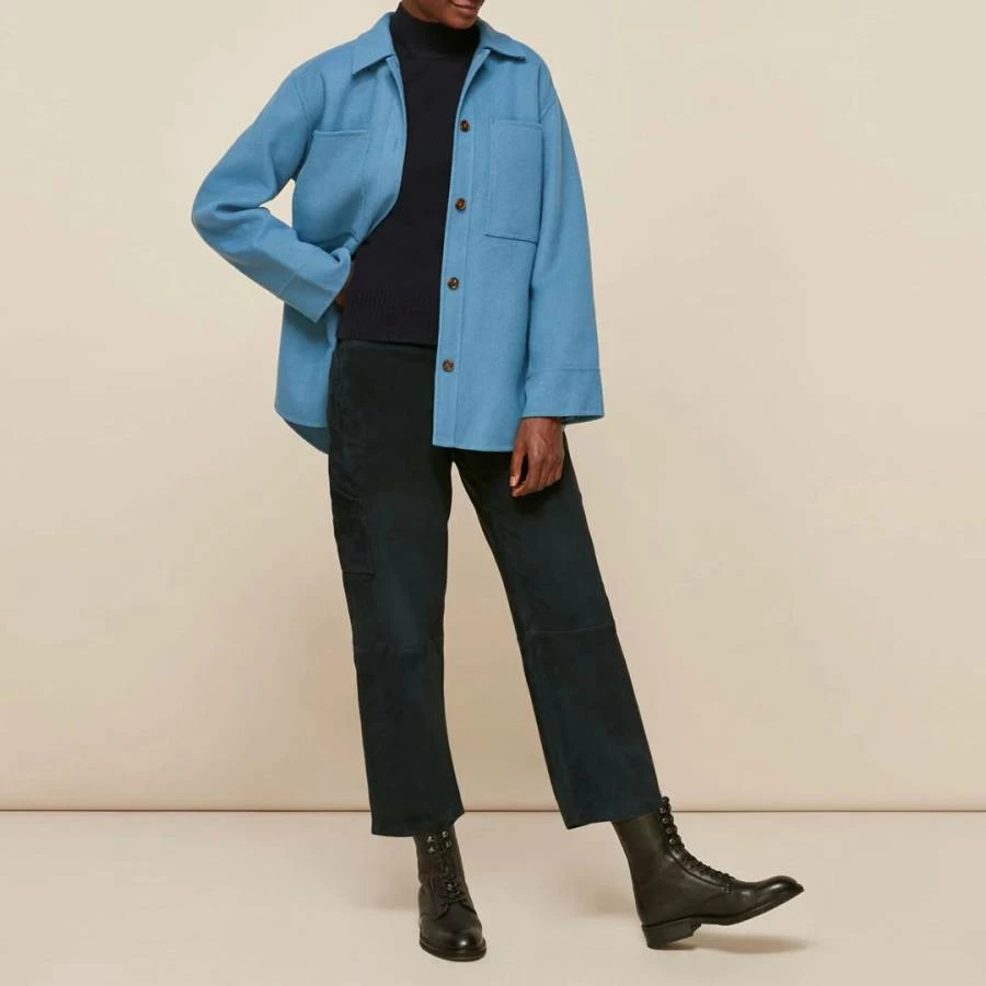 Whistles Pale Blue Classic Wool Overshirt 5 Whistles Pale Blue Classic Wool Overshirt - Image 3