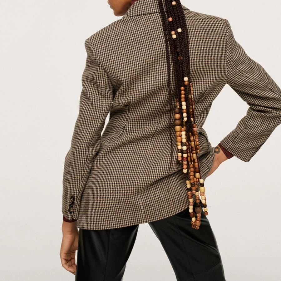 Mango Brown Checked Wool Blend Tailored Blazer 4 Mango Brown Checked Wool Blend Tailored Blazer - Image 2