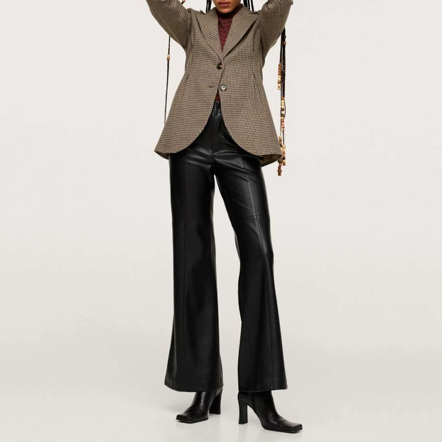 Mango Brown Checked Wool Blend Tailored Blazer 5 Mango Brown Checked Wool Blend Tailored Blazer - Image 3