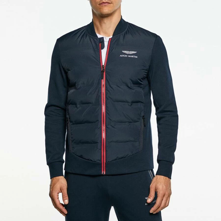 Hackett London Navy Quilted Cotton Blend Bomber Jacket 3 Hackett London Navy Quilted Cotton Blend Bomber Jacket