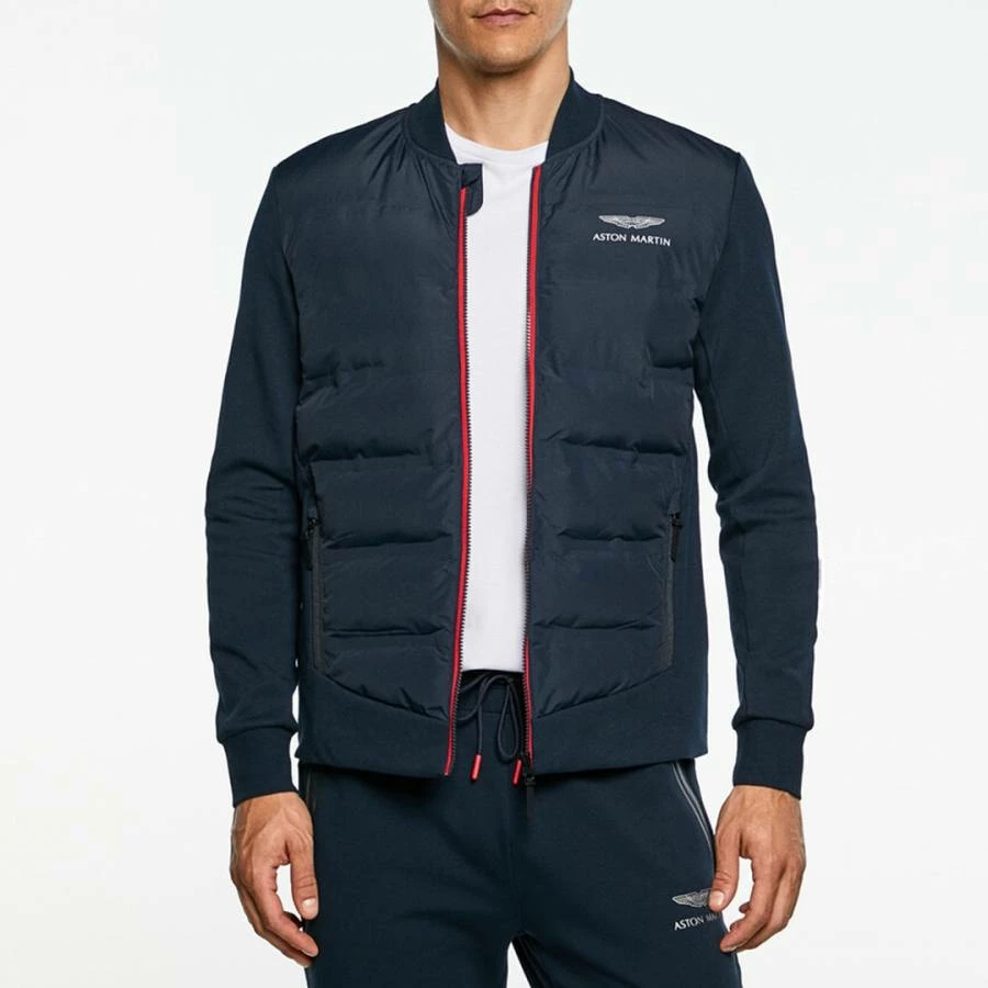 Hackett London Navy Quilted Cotton Blend Bomber Jacket 5 Hackett London Navy Quilted Cotton Blend Bomber Jacket - Image 3