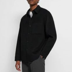THEORY Black Cashmere Blend Shirt Jacket