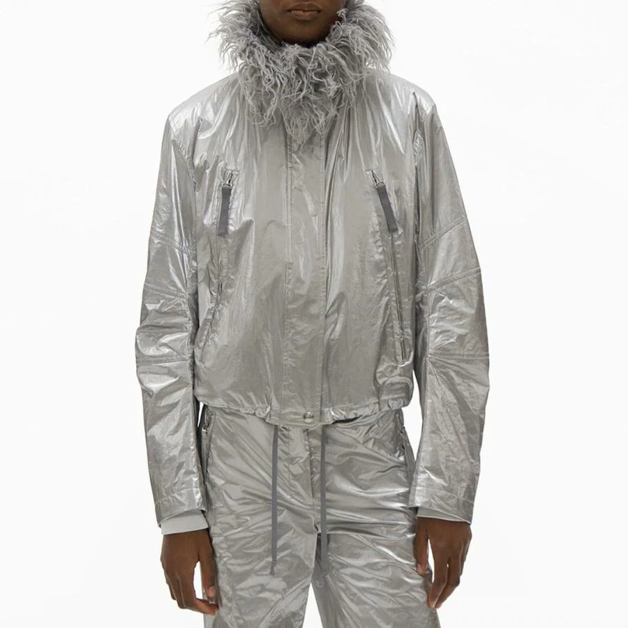 Helmut Lang Silver Astro Faux Fur Trim Jacket 3 Helmut Lang Silver Astro Faux Fur Trim Jacket