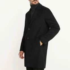 Vince Navy Classic Wool Blend Coat