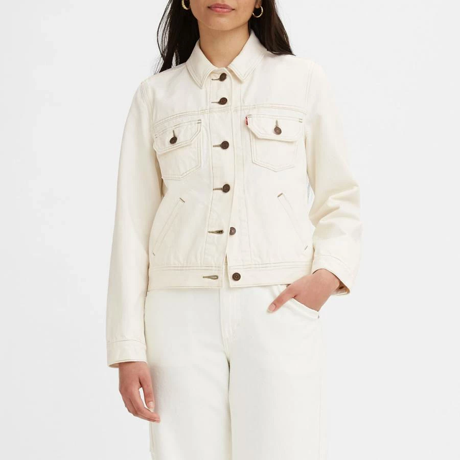Levi's Cream Utility Style Denim Trucker Jacket 3 Levi's Cream Utility Style Denim Trucker Jacket