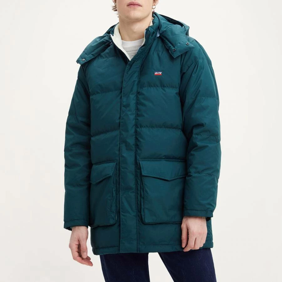Levi's Teal Green Mid Puffer Parka Jacket 3 Levi's Teal Green Mid Puffer Parka Jacket
