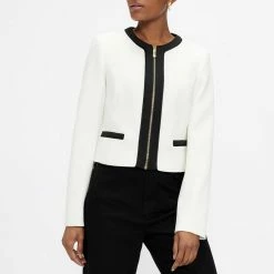 Ted Baker White Ellfa Monochrome Textured Cropped Jacket