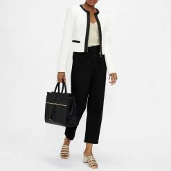 Ted Baker White Ellfa Monochrome Textured Cropped Jacket 7 Ted Baker White Ellfa Monochrome Textured Cropped Jacket -JacketsSale Sales 18183548 3