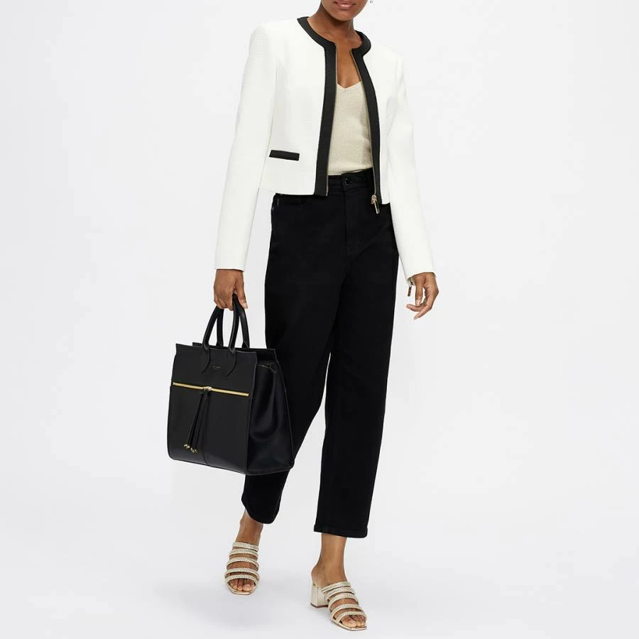 Ted Baker White Ellfa Monochrome Textured Cropped Jacket 5 Ted Baker White Ellfa Monochrome Textured Cropped Jacket - Image 3