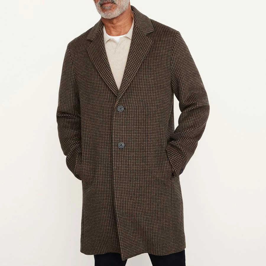 Vince Brown Houndstooth Wool Blend Coat 3 Vince Brown Houndstooth Wool Blend Coat