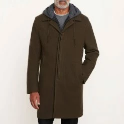 Vince Khaki Heavy Knit Wool Blend Coat
