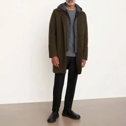 Vince Khaki Heavy Knit Wool Blend Coat -JacketsSale Sales 18191455 4