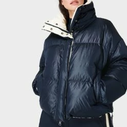 Sweaty Betty Navy Blue Multi Downfall Reversible Jacket