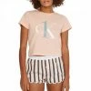 Calvin Klein Pink Striped Shorts & T-Shirt Cotton Set 1 Calvin Klein Pink Striped Shorts & T-Shirt Cotton Set -JacketsSale Sales 18219559 1