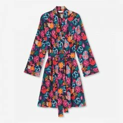 Derek Rose Navy Multi Ledbury 50 Robe