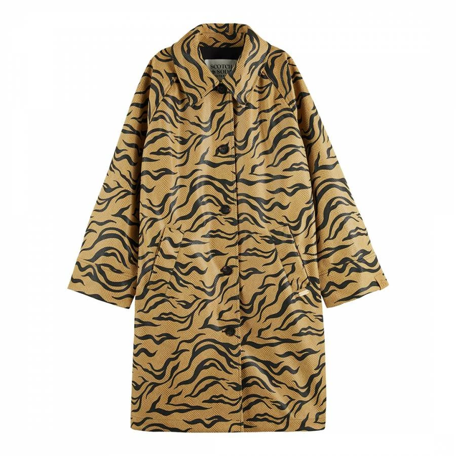 Scotch & Soda Brown Printed Oversized Coat 3 Scotch & Soda Brown Printed Oversized Coat