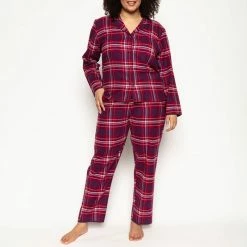 Cyberjammies Purple Clarissa Super Cosy Check Pyjama Top