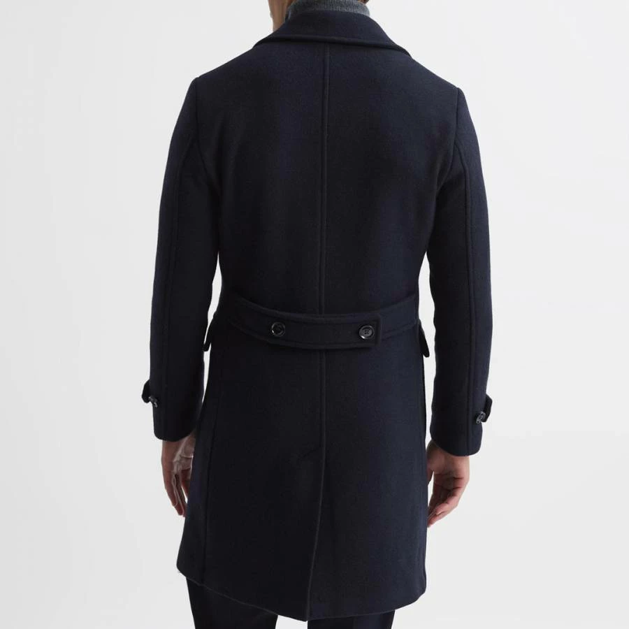 Reiss Navy Fall Wool Blend Longline Coat 4 Reiss Navy Fall Wool Blend Longline Coat - Image 2