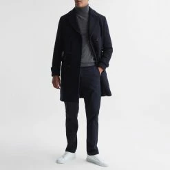 Reiss Navy Fall Wool Blend Longline Coat 8 Reiss Navy Fall Wool Blend Longline Coat -JacketsSale Sales 18264441 3