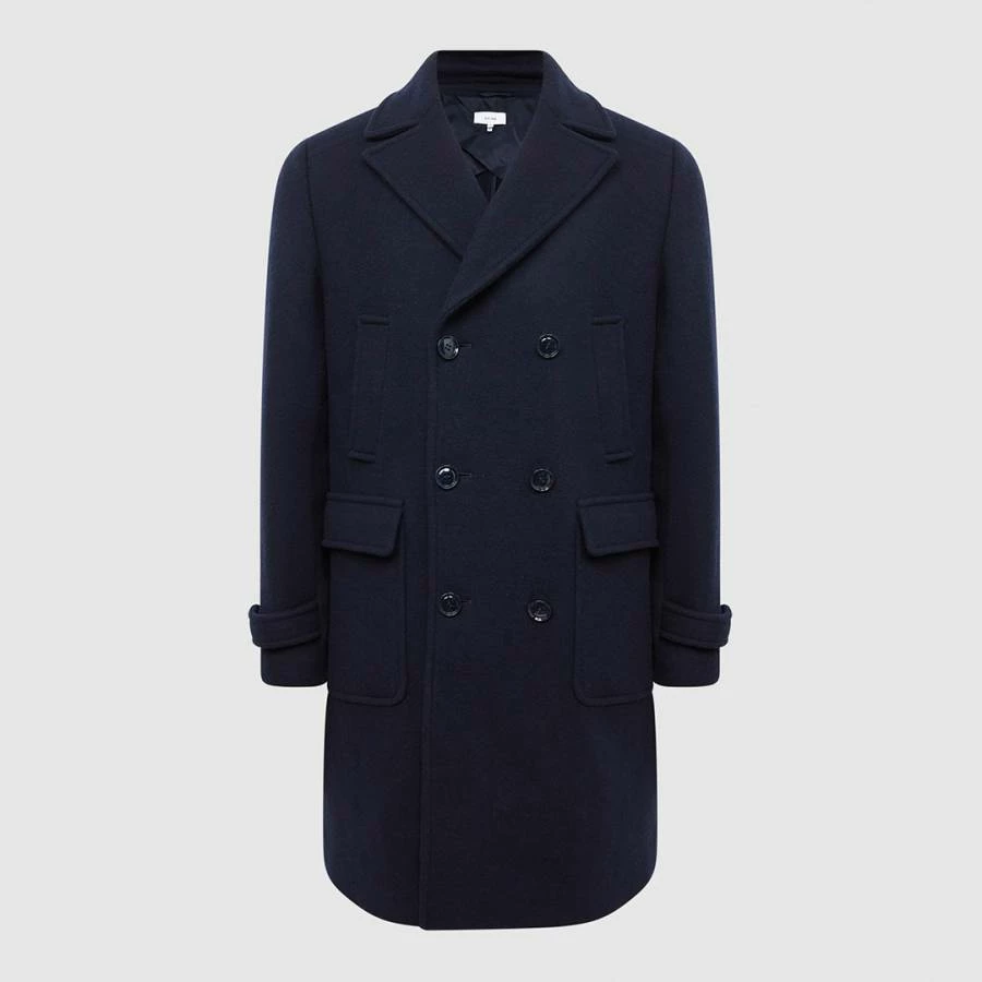 Reiss Navy Fall Wool Blend Longline Coat 6 Reiss Navy Fall Wool Blend Longline Coat - Image 4