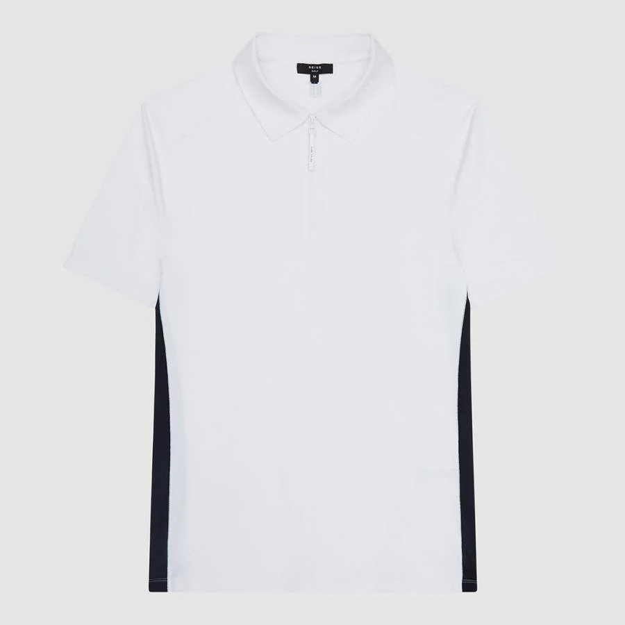 Reiss White Drake Half Zip Stripe Polo Shirt 5 Reiss White Drake Half Zip Stripe Polo Shirt - Image 4