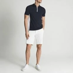 Reiss Navy Drake Half Zip Stripe Polo Shirt -JacketsSale Sales 18264739 3