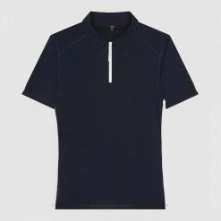 Reiss Navy Drake Half Zip Stripe Polo Shirt -JacketsSale Sales 18264739 4