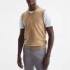 Reiss Camel Eagle Wool Blend Sweater Vest