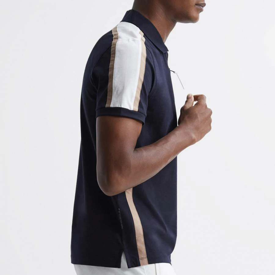 Reiss Navy Jace Cotton Zip Polo Shirt 3 Reiss Navy Jace Cotton Zip Polo Shirt