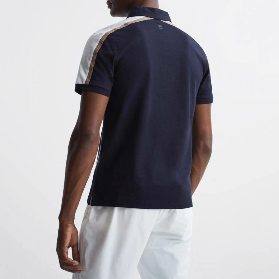 Reiss Navy Jace Cotton Zip Polo Shirt 4 Reiss Navy Jace Cotton Zip Polo Shirt - Image 2