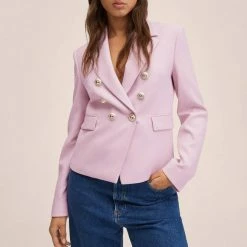 Mango Pink Double-Breasted Blazer