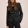 Mango Black Double-Breasted Blazer -JacketsSale Sales 18265532 1