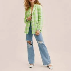 Mango Multi Check Tweed Blazer