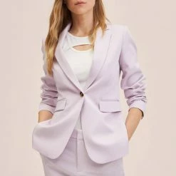Mango Lilac Fitted Suit Jacket
