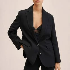 Mango Black Oversized Suit Jacket