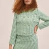 Mango Green Double-Breasted Tweed Jacket -JacketsSale Sales 18266730 1