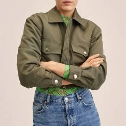 Mango Khaki Cropped Jacket