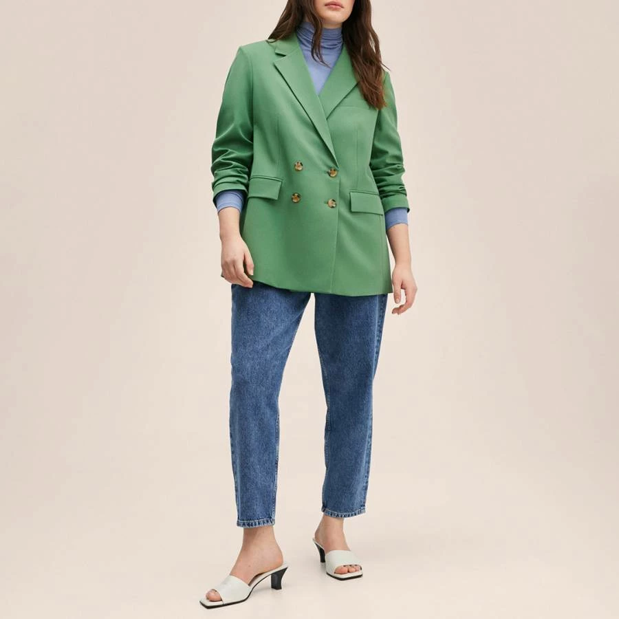 Mango Green Double-Breasted Blazer 4 Mango Green Double-Breasted Blazer - Image 2